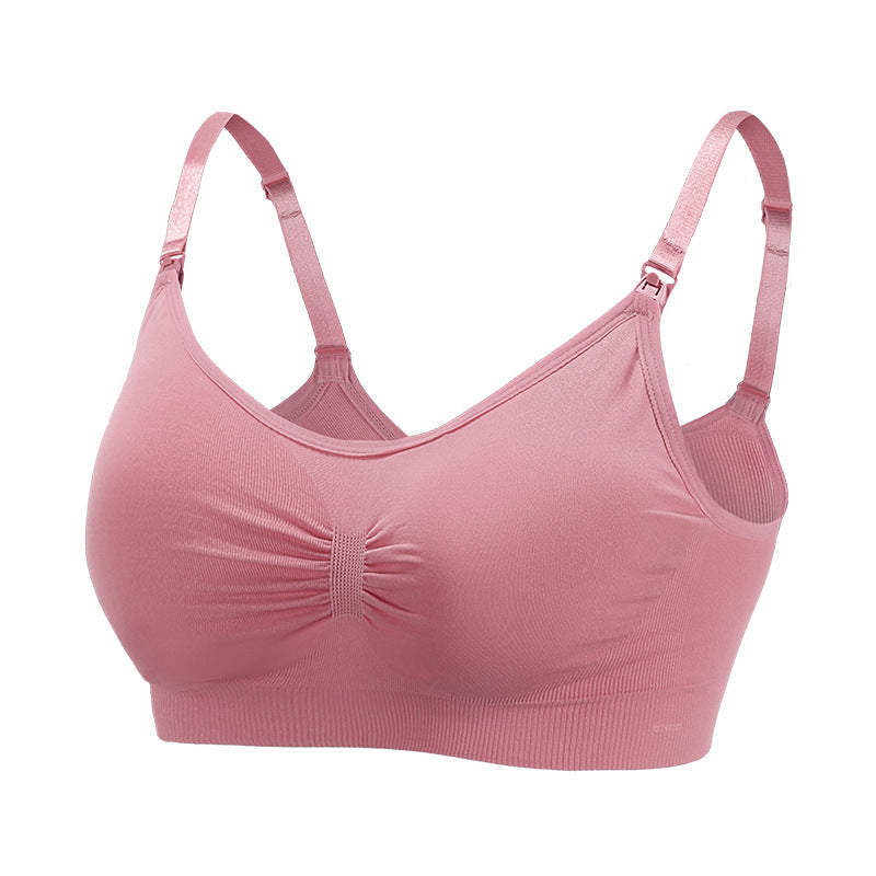 Pregnant women front buckle seamless large size nursing bra feeding adjustment gathered postpartum thin nursing bra underwear