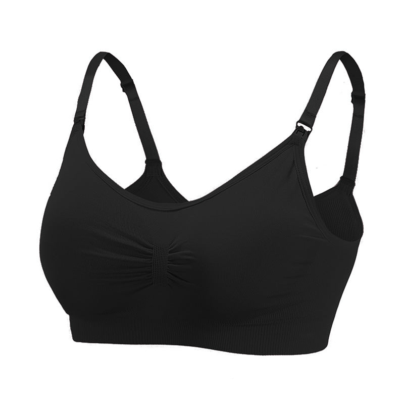 Pregnant women front buckle seamless large size nursing bra feeding adjustment gathered postpartum thin nursing bra underwear