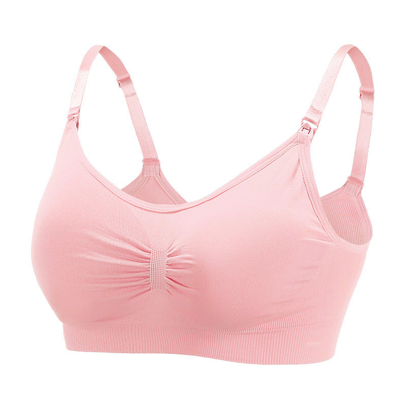 Pregnant women front buckle seamless large size nursing bra feeding adjustment gathered postpartum thin nursing bra underwear