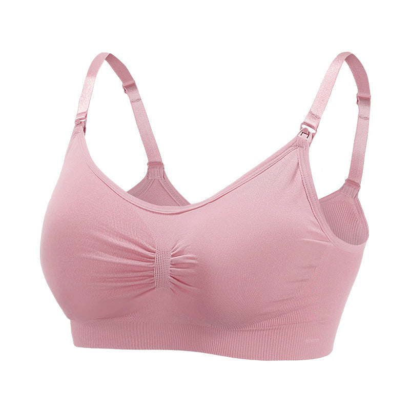 Pregnant women front buckle seamless large size nursing bra feeding adjustment gathered postpartum thin nursing bra underwear