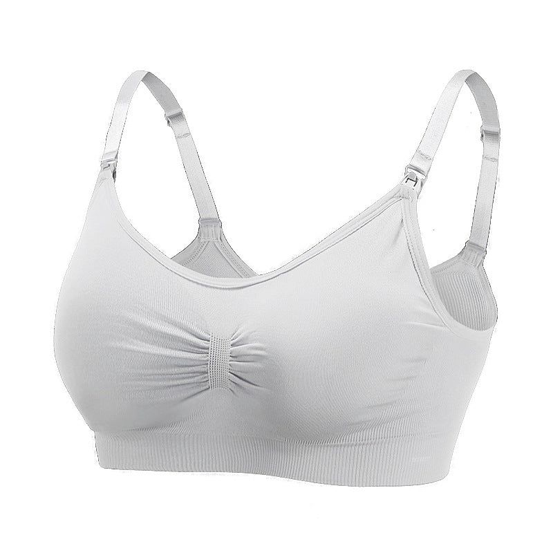Pregnant women front buckle seamless large size nursing bra feeding adjustment gathered postpartum thin nursing bra underwear