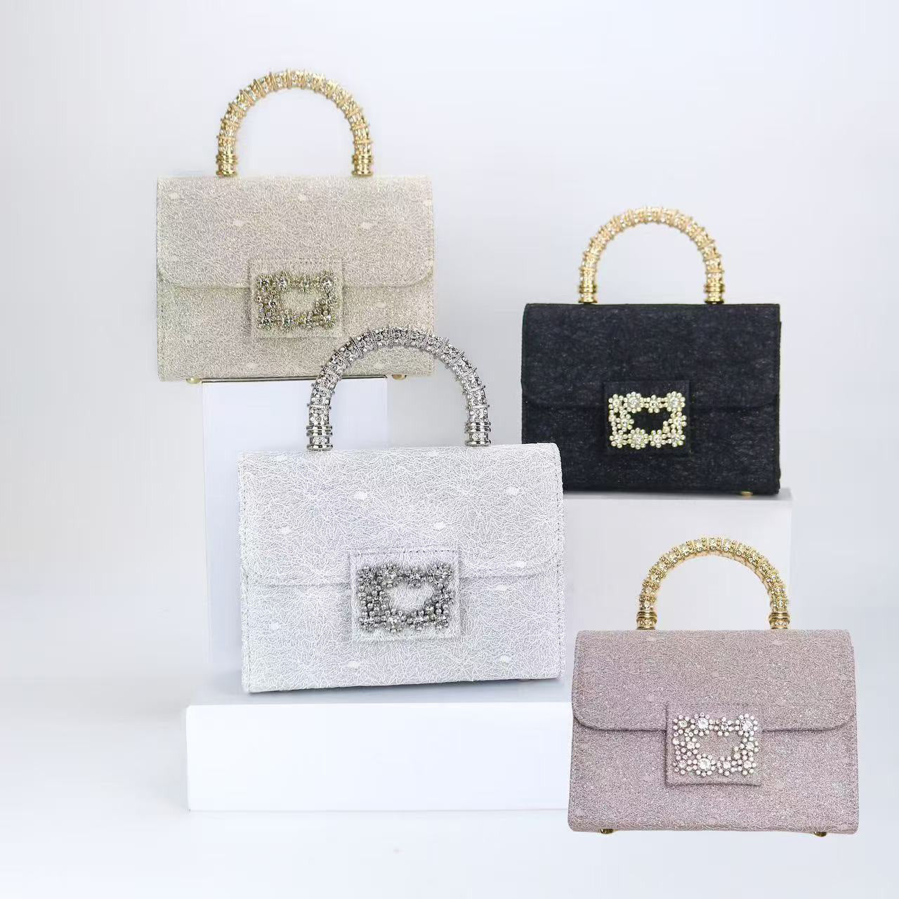 Spot supply of new cross-border women's bags, small square bags, trendy and fashionable messenger bags, high-end diamond handbags, shoulder bags