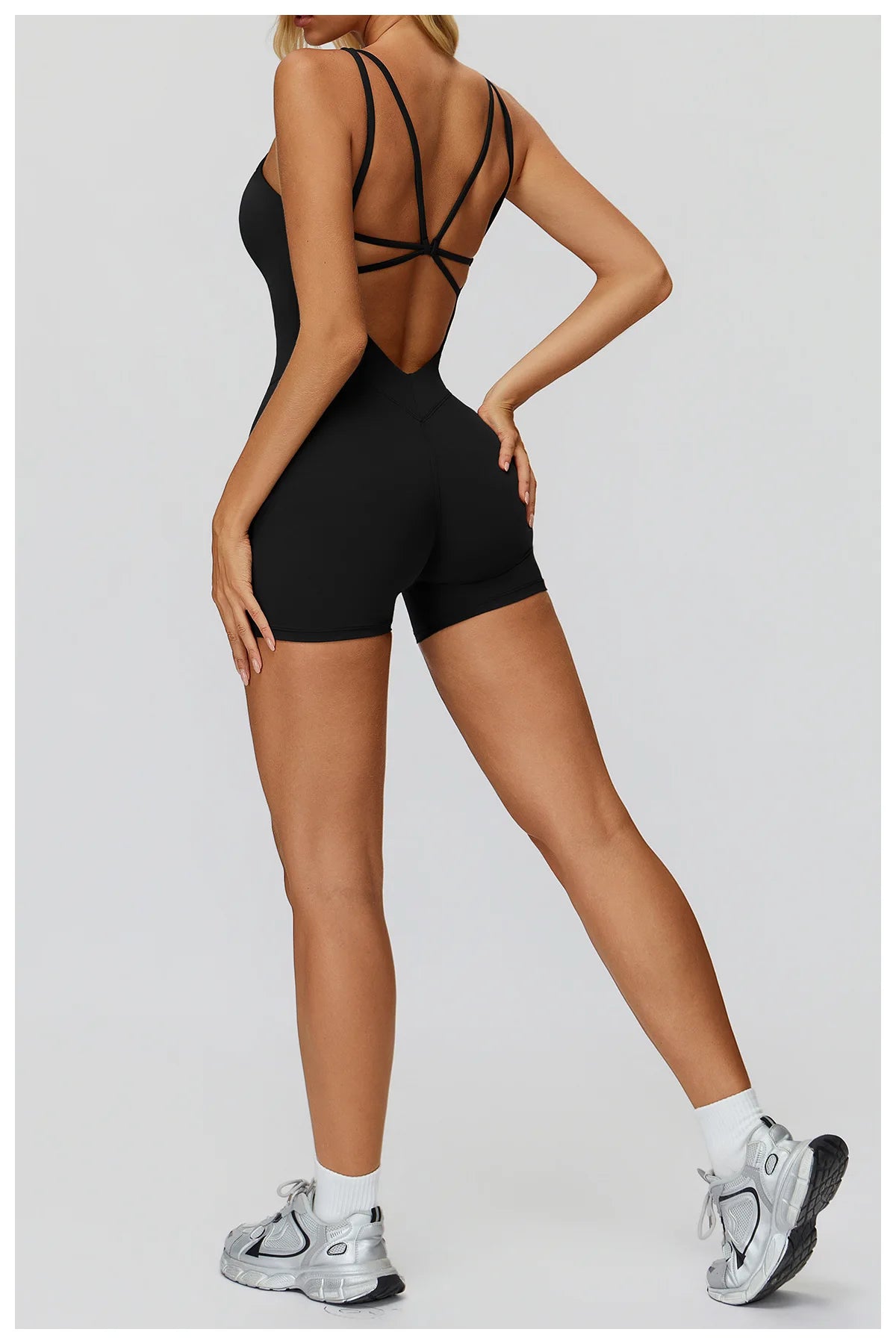 Women Sports Jumpsuit Women Gym One-Piece Suit Fitness Yoga Fitness Boilersuit Workout Bodysuits V Back Jumpsuit Female