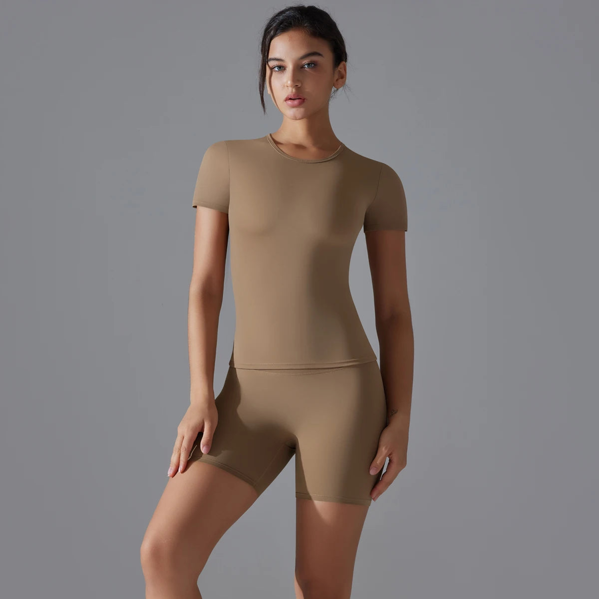 Yoga Set Women Sports Short Sleeve Top With High Waist Leggings Running Jogging Workout Workout Clothes Sports Fitness Gym Sets