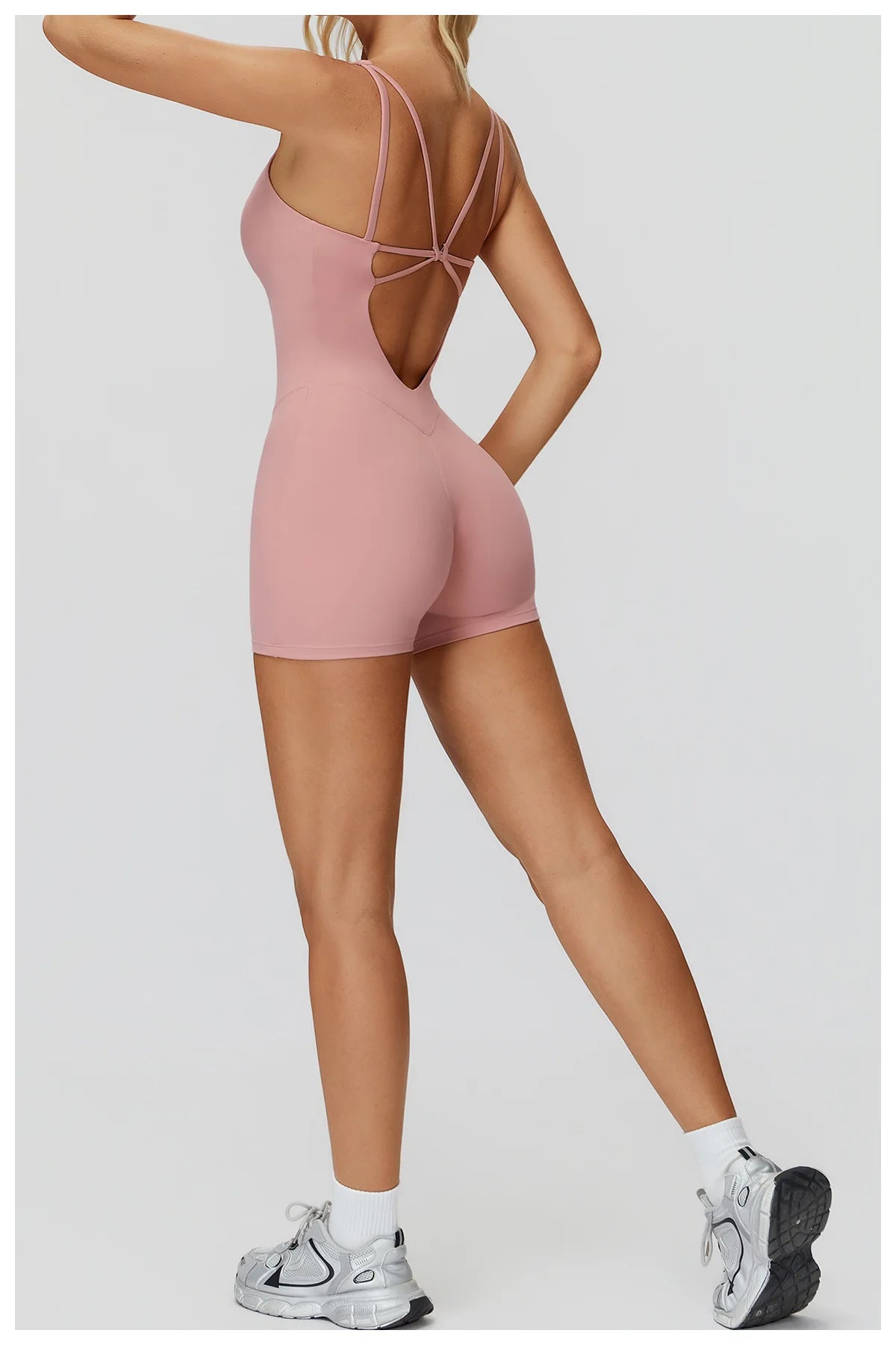 Women Sports Jumpsuit Women Gym One-Piece Suit Fitness Yoga Fitness Boilersuit Workout Bodysuits V Back Jumpsuit Female