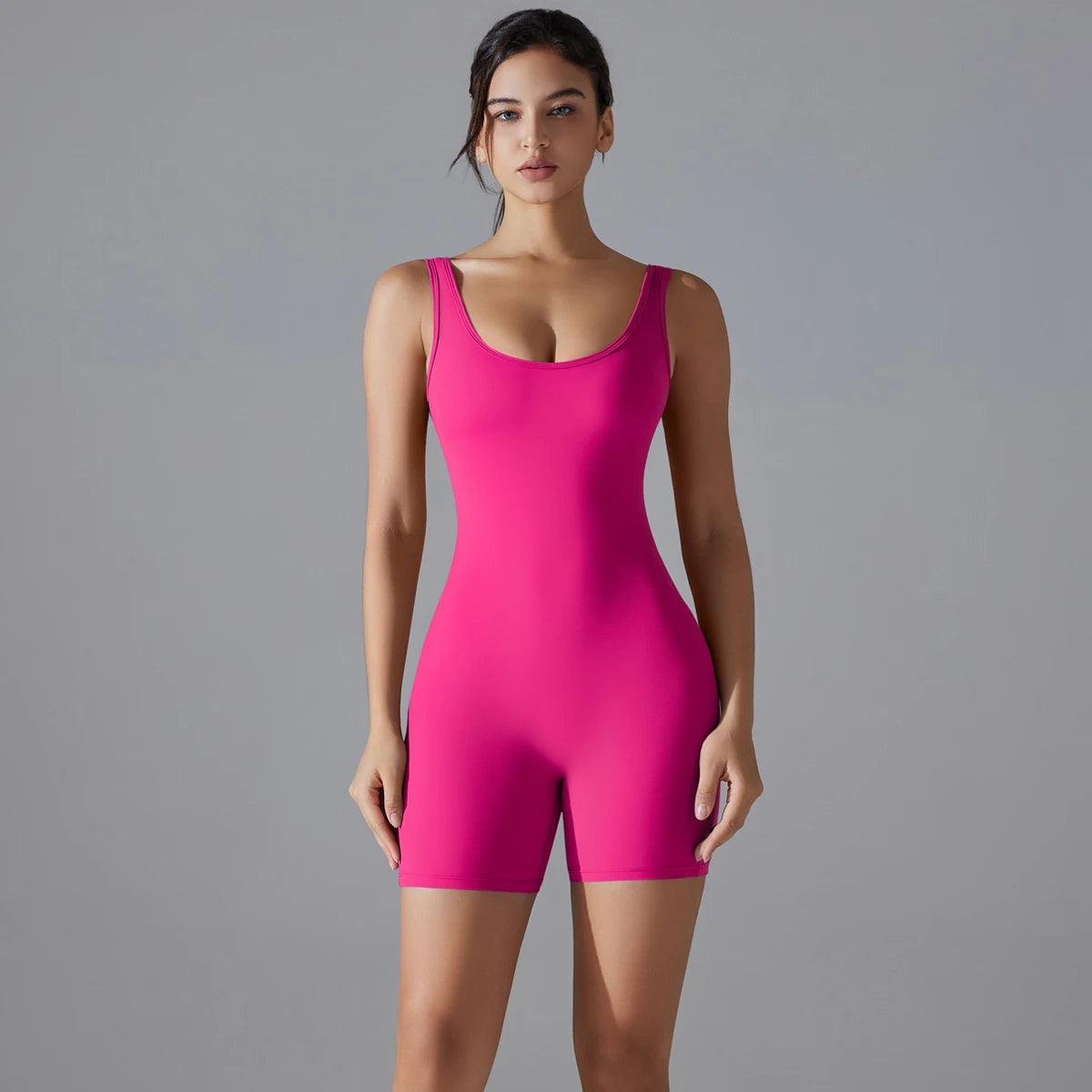 New V Back Scrunch Sports Jumpsuit Women Gym Rompers Sleeveless Sportswear Bodysuits Women Casual One-Piece Suit Yoga Clothing