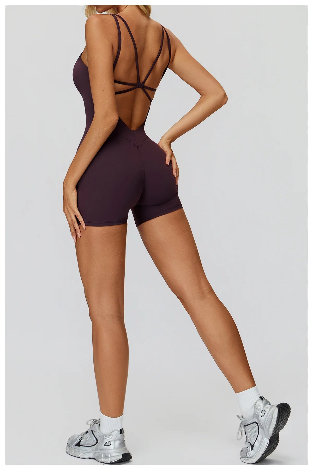 Women Sports Jumpsuit Women Gym One-Piece Suit Fitness Yoga Fitness Boilersuit Workout Bodysuits V Back Jumpsuit Female