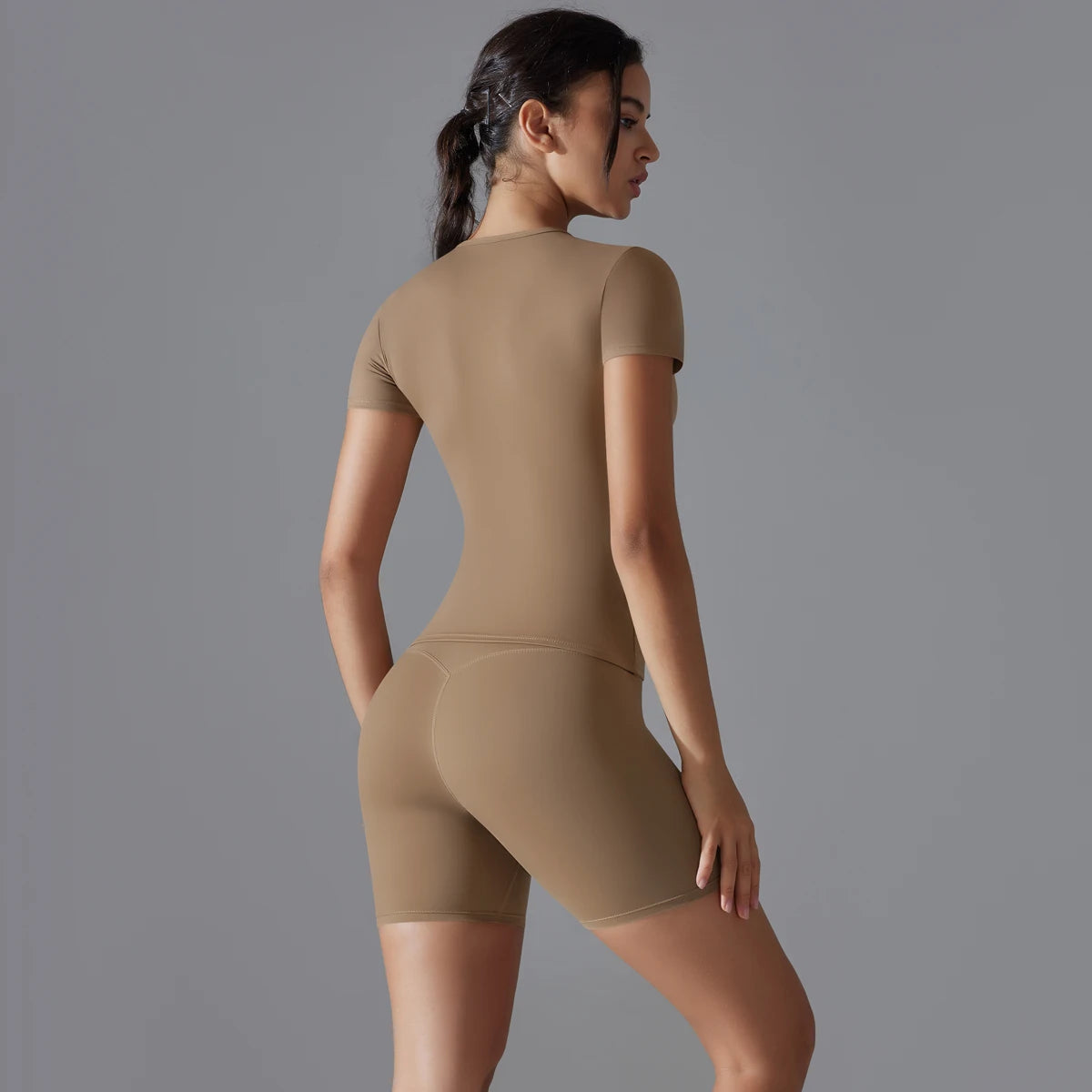 Yoga Set Women Sports Short Sleeve Top With High Waist Leggings Running Jogging Workout Workout Clothes Sports Fitness Gym Sets