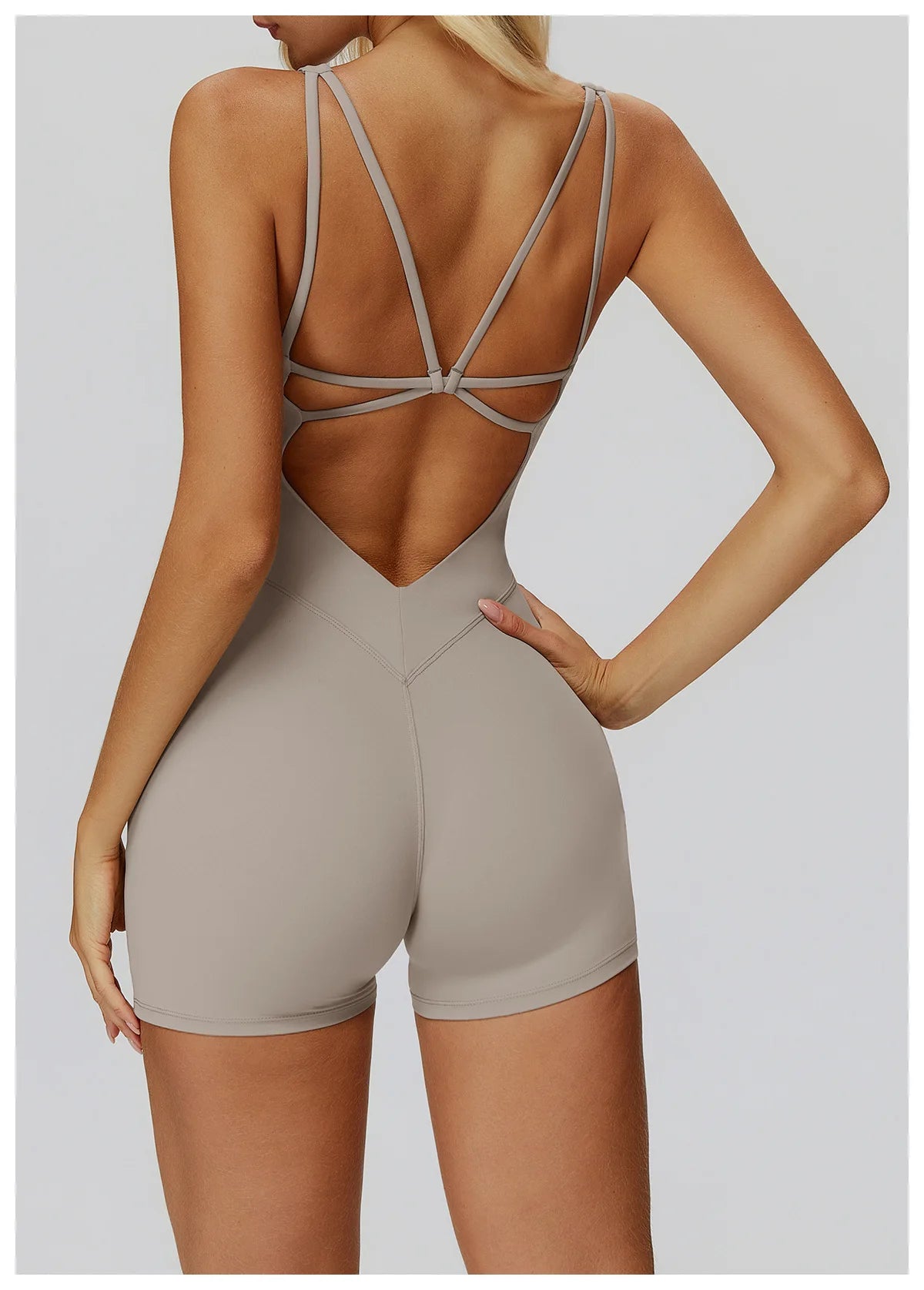 Women Sports Jumpsuit Women Gym One-Piece Suit Fitness Yoga Fitness Boilersuit Workout Bodysuits V Back Jumpsuit Female