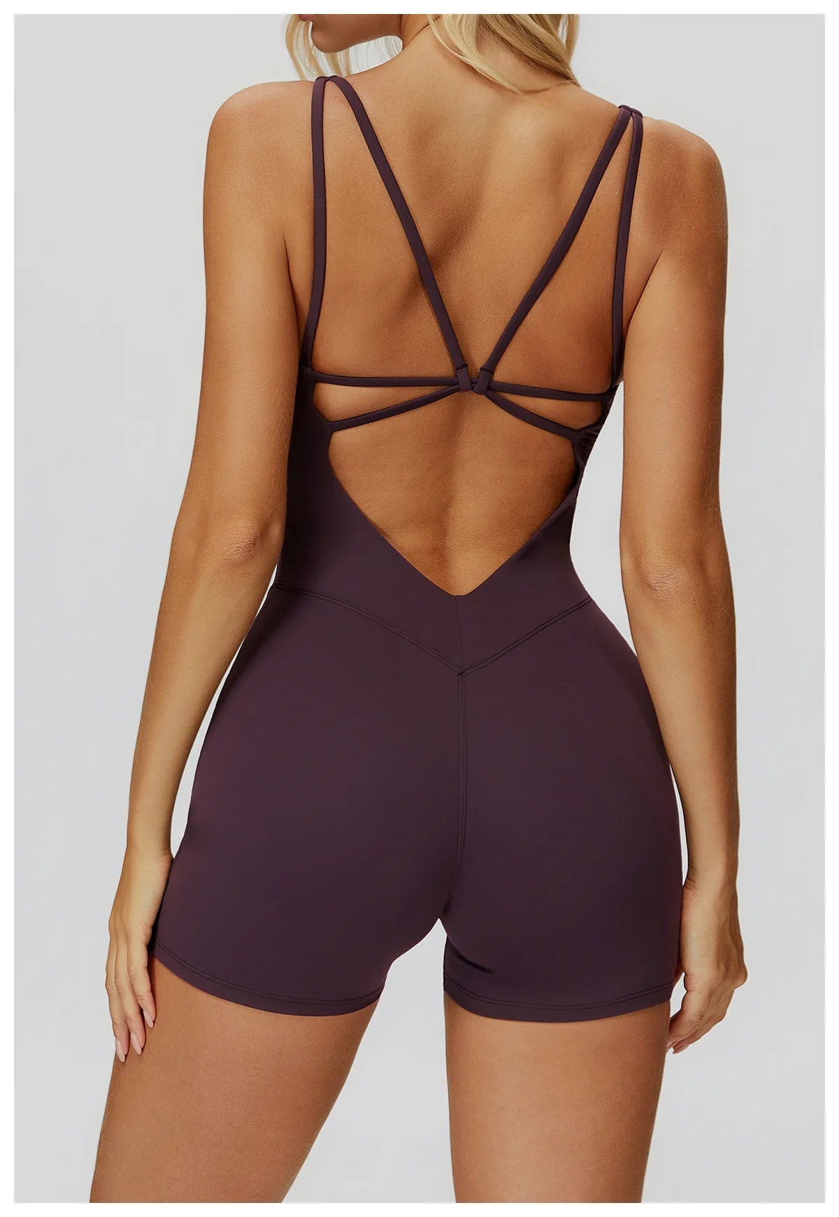 Women Sports Jumpsuit Women Gym One-Piece Suit Fitness Yoga Fitness Boilersuit Workout Bodysuits V Back Jumpsuit Female