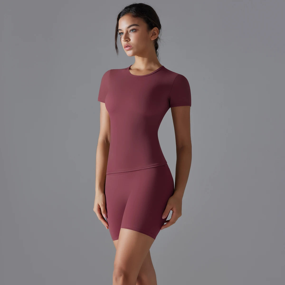 Yoga Set Women Sports Short Sleeve Top With High Waist Leggings Running Jogging Workout Workout Clothes Sports Fitness Gym Sets