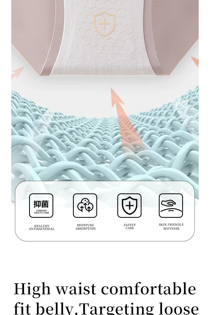 3-Pack High Waisted Tummy Control Briefs Seamless Shapewear Women Mid Waist Trainer Panties Slimming Sheath Butt Lifter Shorts