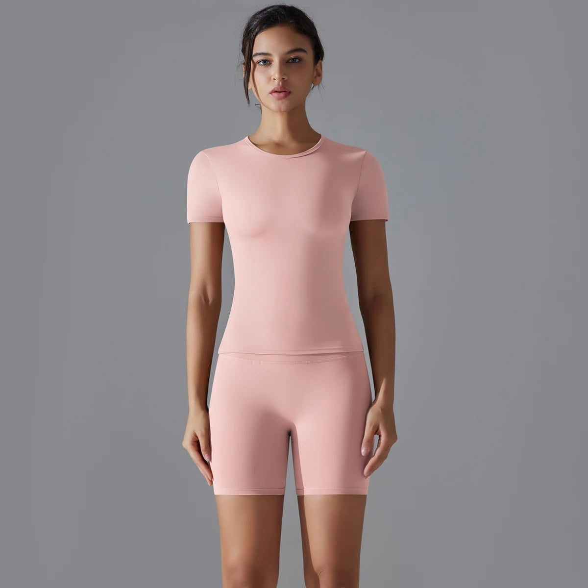 Yoga Set Women Sports Short Sleeve Top With High Waist Leggings Running Jogging Workout Workout Clothes Sports Fitness Gym Sets