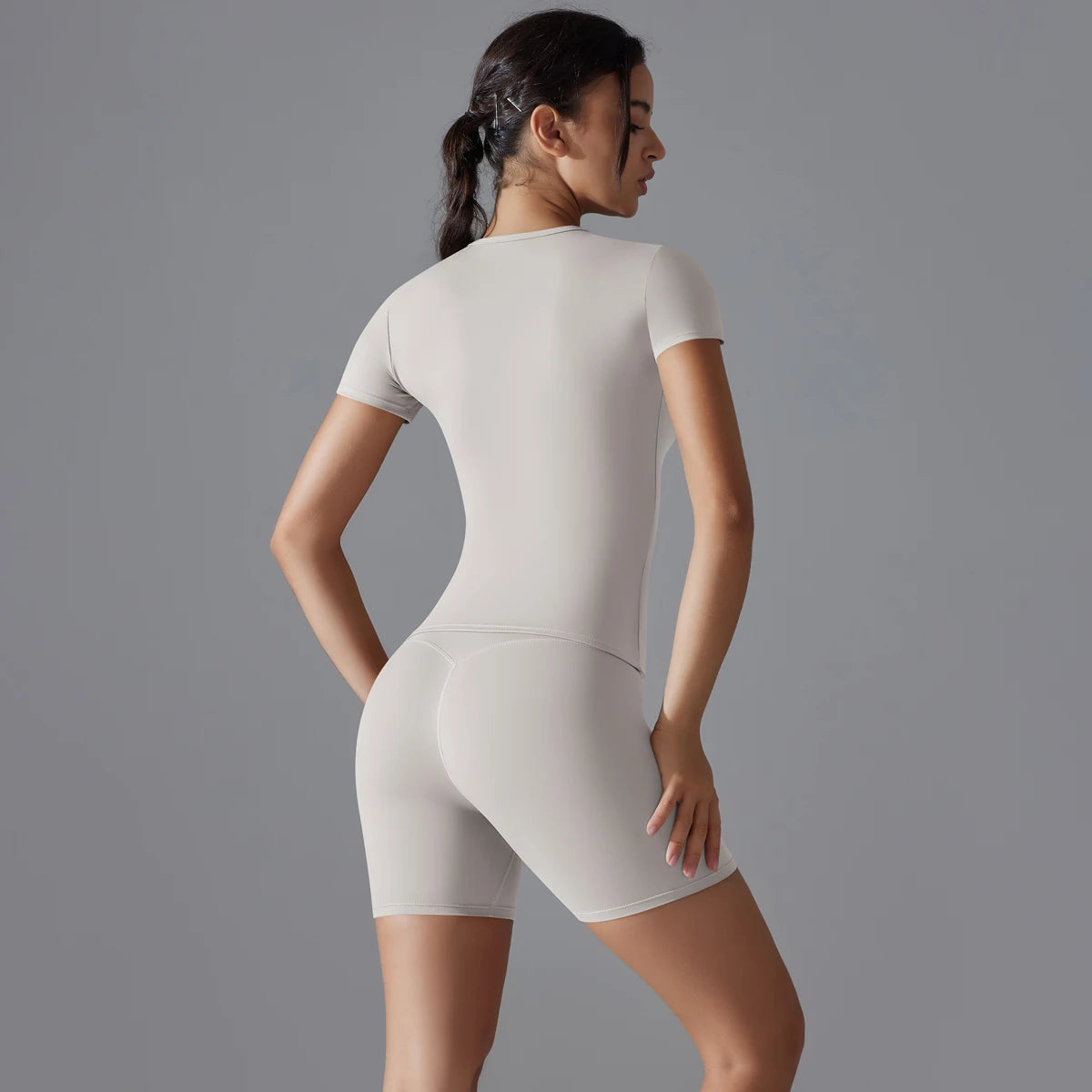 Yoga Set Women Sports Short Sleeve Top With High Waist Leggings Running Jogging Workout Workout Clothes Sports Fitness Gym Sets